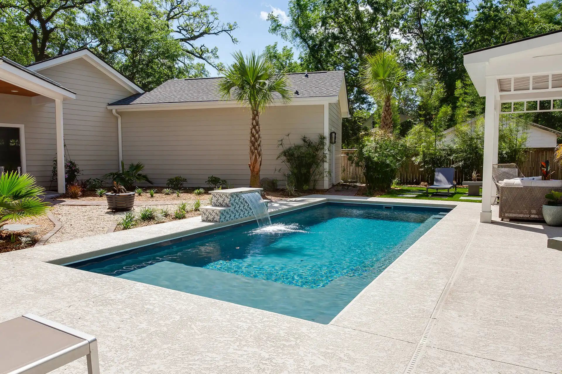 Contemporary fiberglass pool, Heritage Pools project